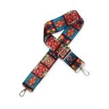 DAPHNE HOME DESİGN Polyester Kolon Ayarlanabilir Çanta ve Telefon Askısı Gümüş Metal Aksesuarlı 120 CM KARE HİNT DESEN