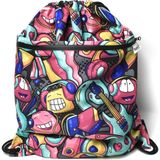 Dappia Su Geçirmez Ön Gözlü Spor Çantası Renkli Polyester 40x50 cm Çocuklar İçin - Açık Pembe - Gri