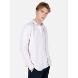 Dar Kesim Shirt Yaka Çizgili Bej Erkek Uzun Kol Gömlek Cl1066850