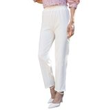 Dar Paça Beli Lastikli Krep Pantolon (Beyaz, XL)