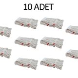 Dar Yedek Islak Mop Paspas Ucu Başlığı Püskül -17 Cm. - Pamuklu - Beyaz - 350 Gram. - 10 Adet