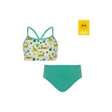 Daring Littles Uv Korumalı Upf 50+ Sportif Leopar Desen Bikini Seti - Geri Dönüştürülmüş Kumaş - Lıana Koleksiyonu - Bej - Yeşil - 3 - 4 Yaş