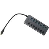 Dark 7 Port USB 3.0 Hub, Bağımsız Aç/kapa Port, Harici Adaptörlü Type-C USB Çoklayıcı Hub (DK-AC-USB371C)