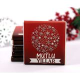 Dark Brown 48'li Yılbaşı Yeni Yıl Tebrik Çikolatası MUTLU YILLAR Madlen Hediyelik
