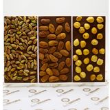 Dark Brown Chocolates & Confections 3 Adet Sütlü Tablet Çikolata, Antep Fıstıklı, Fındıklı ve Bademli Katkısız Bar Çikolata El Yapımı