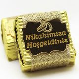 Dark Brown Chocolates & Confections 48 Adet Nikahımıza Hoşgeldiniz Çikolatası Sargılı Dolgulu - Altın