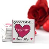 Dark Brown Chocolates & Confections ÇOOOOKKKKK ÜZGÜNÜM BENİ AFFET Yazılı 48 Adet Madlen Çikolata Bitter ve Sütlü