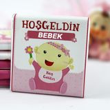 Dark Brown Hoşgeldin Bebek Çikolatası 72 Adet Kız Bebek Doğum Hediyesi