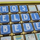 Dark Brown Hoşgeldin Bebek Çikolatası 72 Adet Madlen Erkek Bebek Doğum Hediyesi