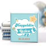 Dark Brown Hoşgeldin Bebek Çikolatası Isim ve Tarih Yazılabilen Hediye Çikolata Ebk4 72 Adet