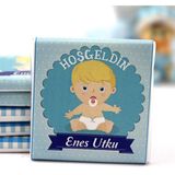 Dark Brown Hoşgeldin Bebek Çikolatası Isim Yazılabilen Hediye Çikolata EBK10 72 Adet