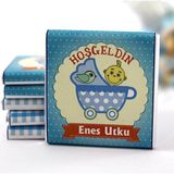 Dark Brown Hoşgeldin Bebek Çikolatası Isim Yazılabilen Hediye Çikolata Ebk9 150 Adet