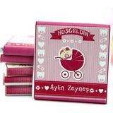 Dark Brown Hoşgeldin Kız Bebek Çikolatası Isim Yazılabilen Hediye Çikolata KBK14 48 Adet