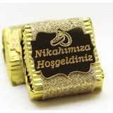 Dark Brown Nikah Çikolatası 48 Adet Altın Renk Sargılı Sütlü Bitter Çikolata