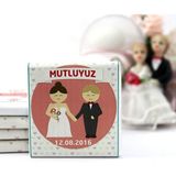 Dark Brown Nikah Çikolatası Kişiselleştirilebilir El Yapımı Madlen Çikolata NKK17 48 Adet