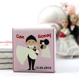 Dark Brown Nikah Çikolatası Kişiselleştirilebilir El Yapımı Madlen Çikolata NKK26 48 Adet