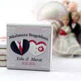 Dark Brown Nikah Çikolatası Kişiselleştirilebilir El Yapımı Madlen Çikolata Nkk3 72 Adet