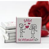 Dark Brown SANA SEVİYORUM Yazılı 48'li Madlen Çikolata Bitter ve Sütlü