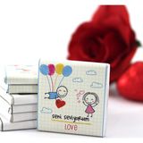 Dark Brown Seni Seviyorum Love Yazılı 48 Adet Madlen Çikolata Bitter ve Sütlü