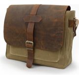 Dark Cotton 7503 Hakiki Deri Camel Kapaklı Suya Dayanıklı Mumlu Kanvas 15” Laptop, Okul, Evrak Seyahat Çantası