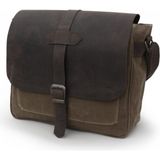 Dark Cotton 7503 Hakiki Deri Kahverengi Kapaklı Suya Dayanıklı Mumlu Kanvas 15” Laptop, Okul, Evrak Seyahat Çantası