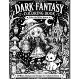 Dark Fantasy Coloring Book: 50 Black Background Designs for Adults & Teens