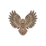 Dark Flamingo El Yapımı Üç Boyutlu Ahşap Mandala Baykuş Duvar Dekorasyon Ürünü Çok Renkli