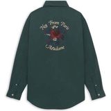 Dark Green 'slogan Fleurs' Nakışlı Uzun Kollu Gömlek - Şık ve Rahat Tasarım - 2XL - Yeşil