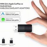 Dark Mini Pro Duo 2in1 Araç Kiti Wireless/Kablosuz Apple Carplay ve Android Auto Adaptörü(DK-VA-MPD1)