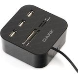 Dark USB 2.0 Çoklu Kart Okuyucu ve 3xusb 2.0 Çoklayıcı Hub, Siyah - Altın