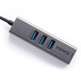 Dark USB Type-A To RJ45 Gigabit Ethernet ve 3xUSB 3.0 Hub Çoklayıcı Adaptör