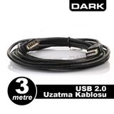 Dark Usb Uzatma Kablosu Siyah (3M)