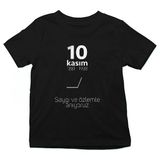 Darkhane 10 Kasım Atatürk'ü Anma Günü Siyah Unisex Çocuk Tişört T-Shirt - 001-Siyah - 5 - 6 Yaş