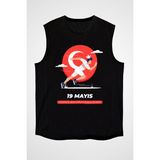 Darkhane 19 Mayıs Atatürk'ü Anma, Gençlik ve Spor Bayramı Siyah Unisex Kolsuz Tişört Kesik Kol T-Shirt - 001-Siyah - 2XL