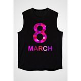 Darkhane 8 Mart Dünya Kadınlar Günü Siyah Unisex Kolsuz Tişört Kesik Kol T-Shirt - 001-Siyah - 2XL