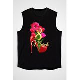 Darkhane 8 Mart Dünya Kadınlar Günü Siyah Unisex Kolsuz Tişört Kesik Kol T-Shirt - 001-Siyah - XL