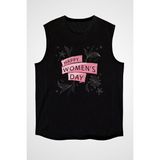 Darkhane 8 Mart Dünya Kadınlar Günü Siyah Unisex Kolsuz Tişört Kesik Kol T-Shirt - 001-Siyah - XS