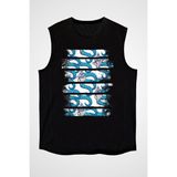 Darkhane Ahtapot Kolu Baby Ahtapot Siyah Unisex Kolsuz Tişört Kesik Kol T-Shirt - 001-Siyah - 2XL
