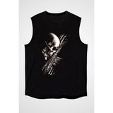 Darkhane Ak 47 Kalaşnikof Kurukafa Siyah Unisex Kolsuz Tişört Kesik Kol T-Shirt - 001-Siyah - M