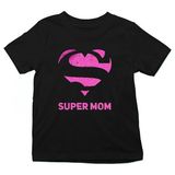 Darkhane Anneler Günü Süper Anne Siyah Unisex Çocuk Tişört T-Shirt - 001-Siyah - 7 - 8 Yaş