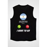 Darkhane Arjantin Siyah Unisex Kolsuz Tişört Kesik Kol T-Shirt - 001-Siyah - M