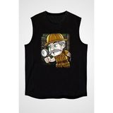 Darkhane Arkeolog Siyah Unisex Kolsuz Tişört Kesik Kol T-Shirt - 001-Siyah - M