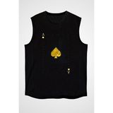Darkhane As - Iskambil Kağıdı Siyah Tişört Siyah Unisex Kolsuz Tişört Kesik Kol T-Shirt - 001-Siyah
