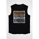 Darkhane Astrolog Siyah Unisex Kolsuz Tişört Kesik Kol T-Shirt - 001-Siyah