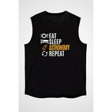 Darkhane Astronomi Siyah Unisex Kolsuz Tişört Kesik Kol T-Shirt - 001-Siyah - XL