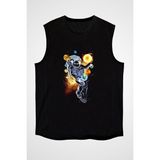 Darkhane Astronot Güneş Sistemi Siyah Unisex Kolsuz Tişört Kesik Kol T-Shirt - 001-Siyah - 2XL