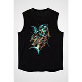 Darkhane Astronot ve Gezegenler Siyah Unisex Kolsuz Tişört Kesik Kol T-Shirt - 001-Siyah - M