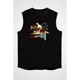 Darkhane At Yarışı - Horse Race Siyah Unisex Kolsuz Tişört Kesik Kol T-Shirt - 001-Siyah
