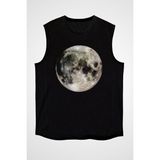 Darkhane Ay Siyah Unisex Kolsuz Tişört Kesik Kol T-Shirt - 001-Siyah - M