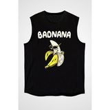 Darkhane Badnana Muz Siyah Unisex Kolsuz Kesik Kol T-Shirt - 001-Siyah - 2XL